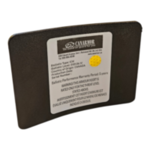 AR500 6x8-inches ballistic armour panel/plate, back view